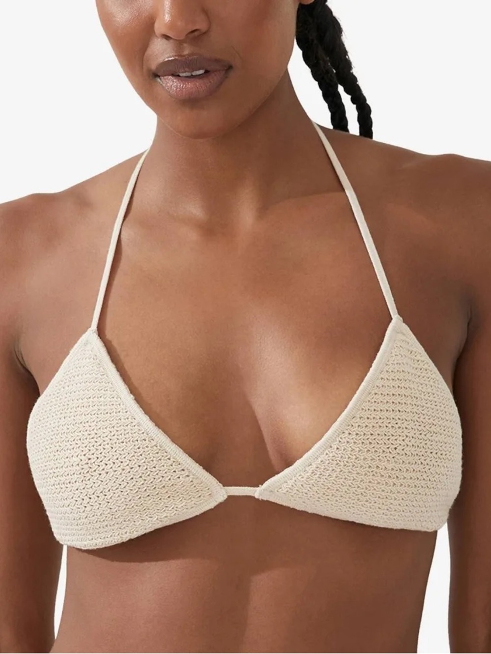 Cotton on Cream Crochet Triangle Swim Top and bottom